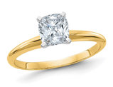 2/5 Carat (1/2 Ct. Look D-E-F) Cushion Cut Synthetic Moissanite Solitaire Engagement Ring 14K White Gold